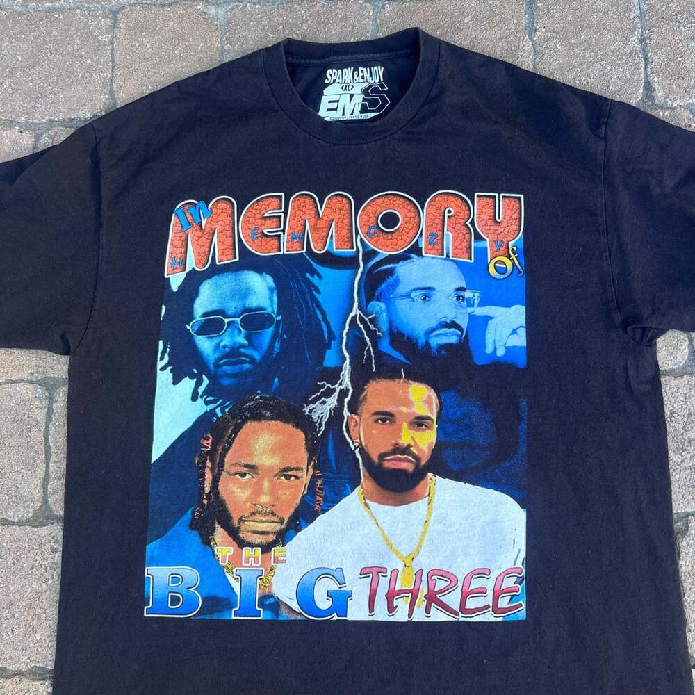 Spark & Enjoy In Memory Of The Big Three Drake Kendrick Lamar J. Cole Rap Tee XL